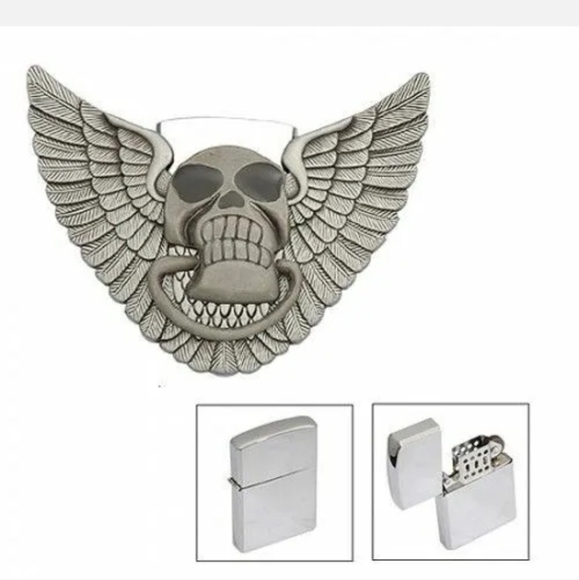 Flying skull wings belt buckle - Picture 2 of 2